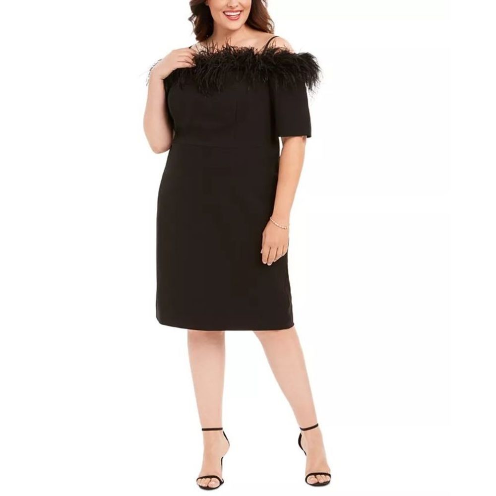 Calvin Klein Women's Off-The-Shoulder Sheath Dress Black Size 16W